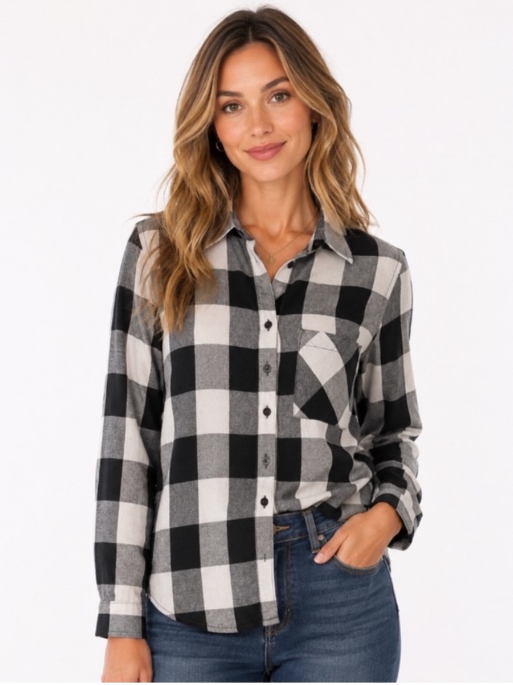 Woolrich Top M Buffalo Plaid Black
